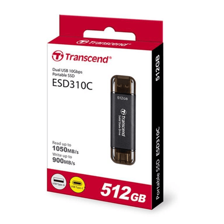 Transcend ESD310C 512GB Dual USB Portable SSD Black TS512GESD310C