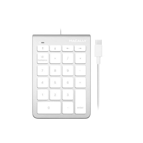 Macally Wired USB-C Numeric Keypad - Silver UCNUMKEY22