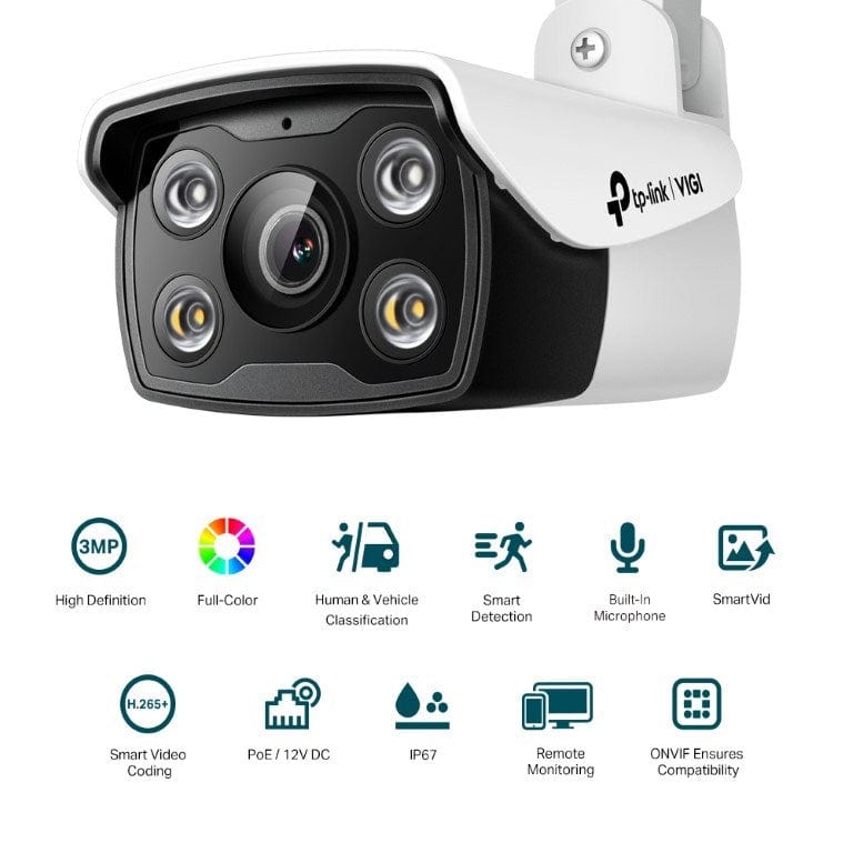 TP-Link VIGI C330 3MP 2.8mm Outdoor Full-Colour Bullet Network Camera