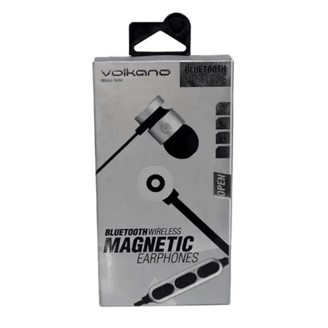 Volkano Mercury Series Bluetooth Magnetic Earphones Silver Black VK-1006-SLBK