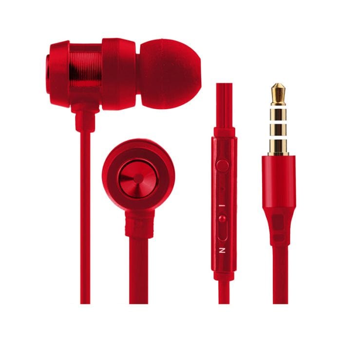 Volkano Alloy Series Earphones with Mic Solid Red VK-1007-SRD