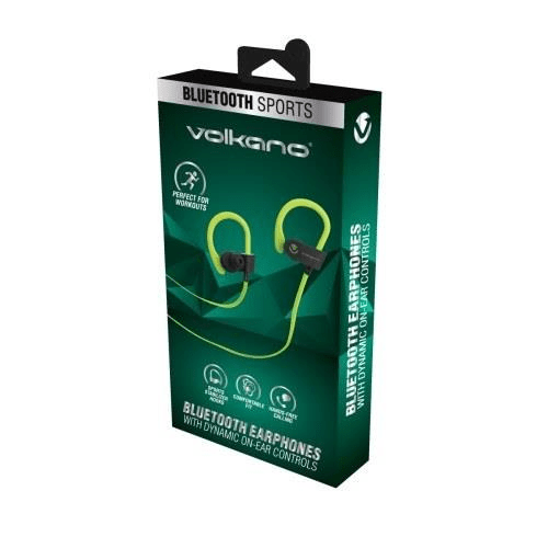 Volkano Race Series Bluetooth Sport Earhook Earphones Black and Green VK-1008-BKGN