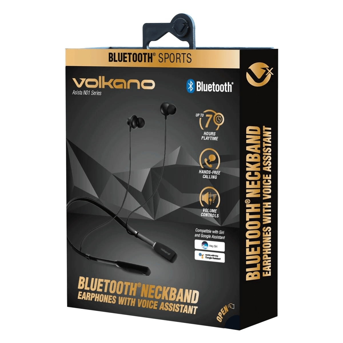 VolkanoX Asista Series N01 Voice-Assistant Bluetooth Earphones with Neckband Black VK-1102-N01-BK