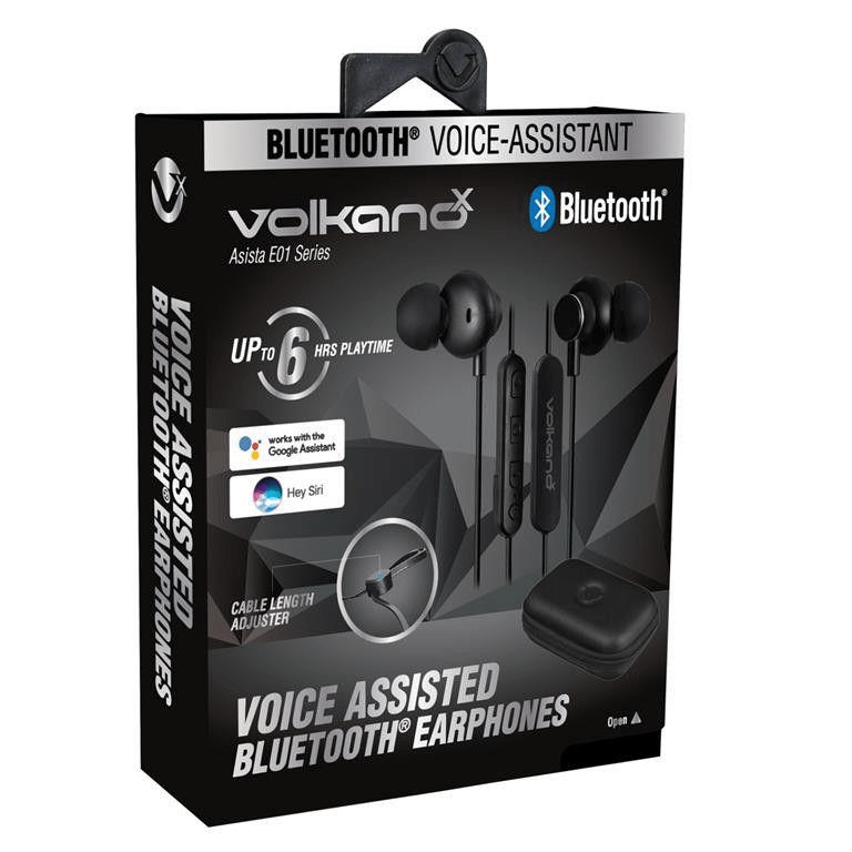 VolkanoX Asista Series E01 Voice-Assistant Bluetooth Earphones Black VK-1103-E01-BK