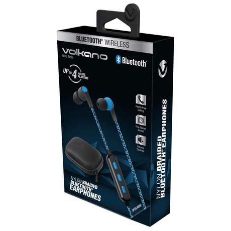 Volkano Moda Series Nylon Bluetooth Braided Earphones Blue VK-1107-BL