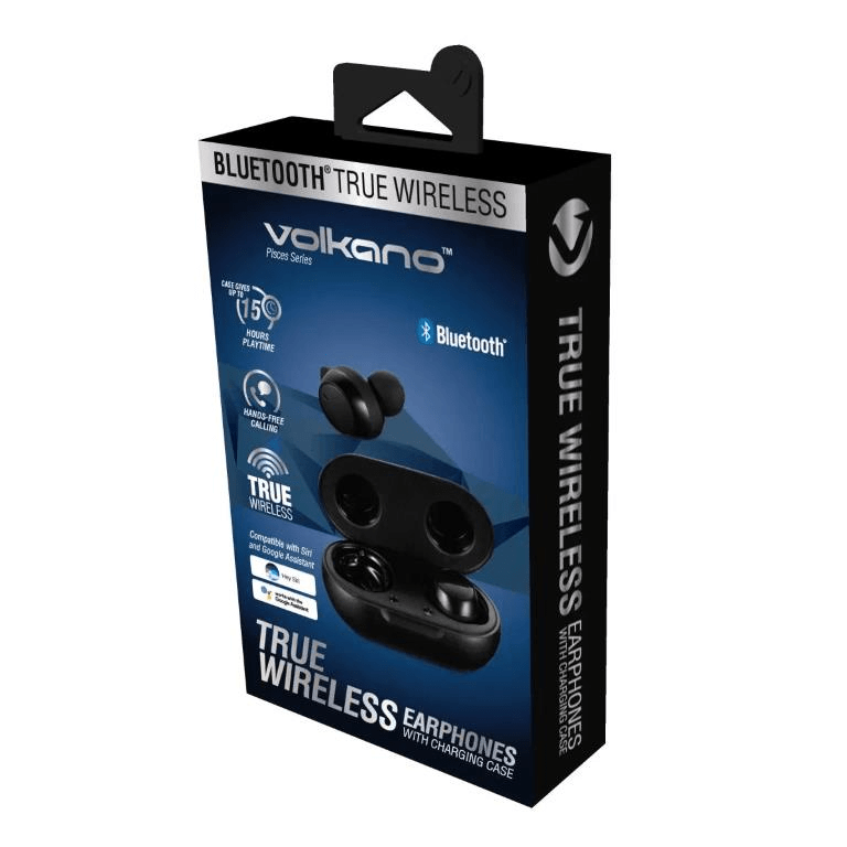 Volkano Pisces Series TWS Earphones with Charging Case Black VK-1133-BK