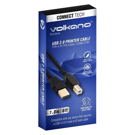 Volkano Print Series 1.8m USB Type A Male to Type B Male Printer Cable Black VK-20016-BK