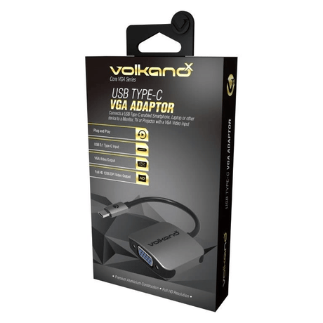 VolkanoX Core VGA Series USB Type-C to VGA Converter Charcoal VK-20042-CH