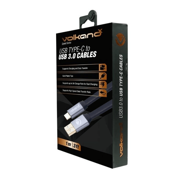 VolkanoX Speed Series 1m USB Type-C to USB 3.0 Charge and Data Cable Black VK-20071-BK