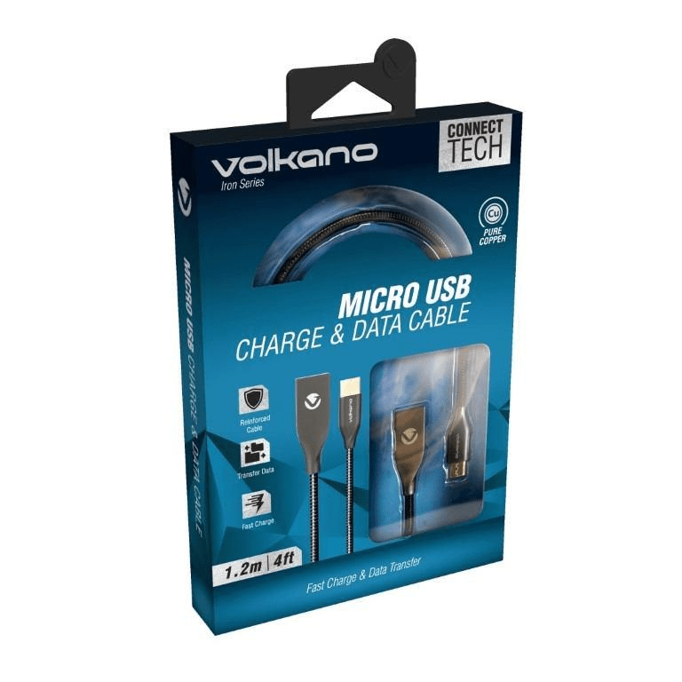 Volkano Iron Series Micro USB Charge and Data Cable Black VK-20092-BK