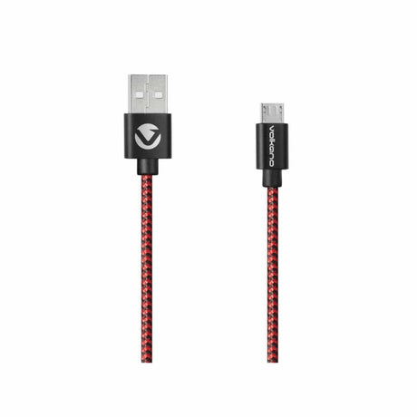 Volkano Braids Series Micro USB Nylon Braided Cable 1.2m Black and Red VK-20102-BKRD