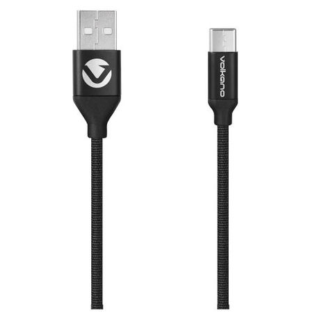 Volkano Weave Series 1.2m Fabric Braided Micro USB Cable Black VK-20107-BK