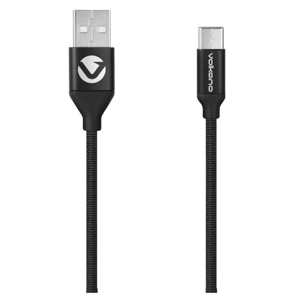 Volkano Weave Series 1.2m Fabric Braided Micro USB Cable Black VK-20107-BK