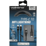 Volkano Lightning Series Type-C to MFI Lighting Cable 1.2m VK-20165-BK