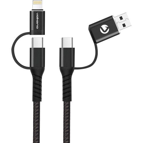 Volkano Weave Series 2-pack 4-in-1 Charge and Data Cable VK-20172-BK