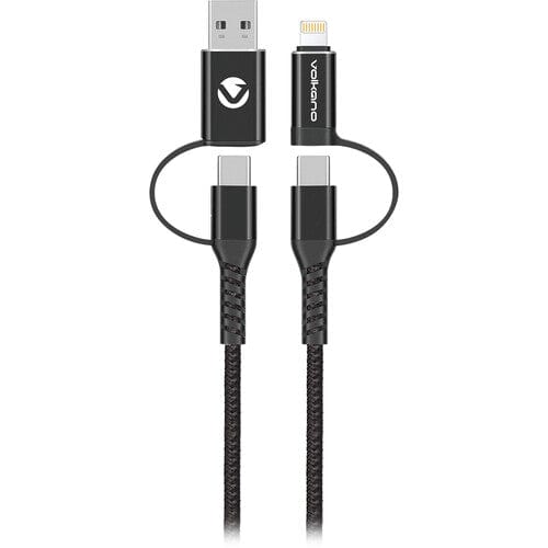 Volkano Weave Series 2-pack 4-in-1 Charge and Data Cable VK-20172-BK