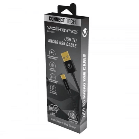 Volkano Micro Series USB to Micro USB M/M Cable 0.75m VK-20201-BK