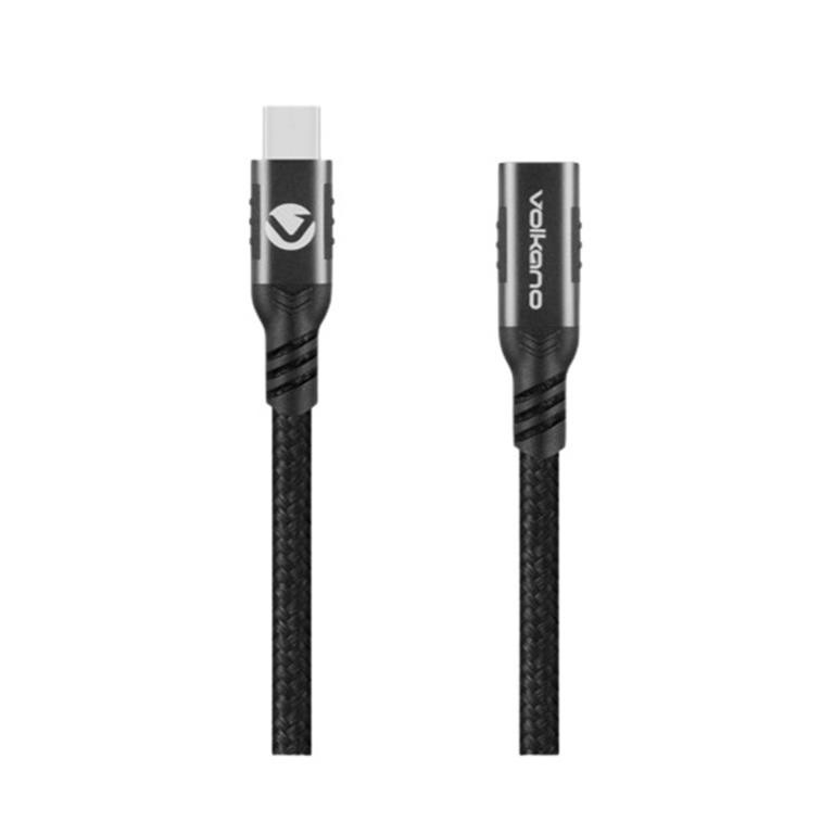 Volkano Weave Series USB-C Male to USB-C Female Cable 1.2m VK-20229-BK