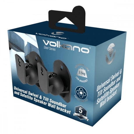 Volkano Steel Series Soundbar and Satellite Speaker Wall Bracket Black VK-4015-BK