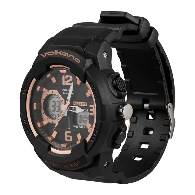 Volkano Session Series Sports Watch Black and Rose Gold VK-5202-BKRG