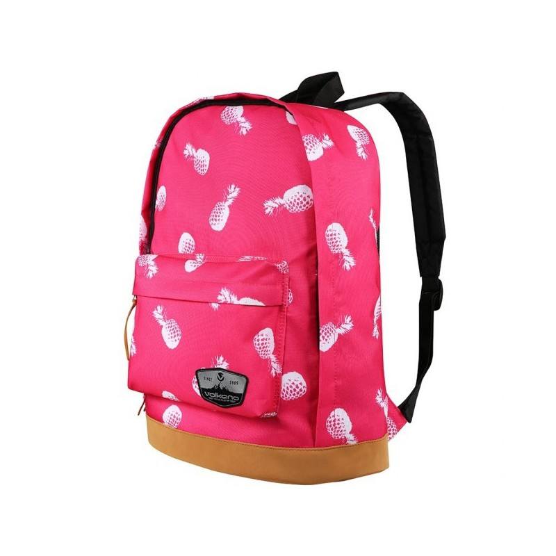 Volkano Suede Series Pineapples Theme Backpack Pink  VK-7042-PK