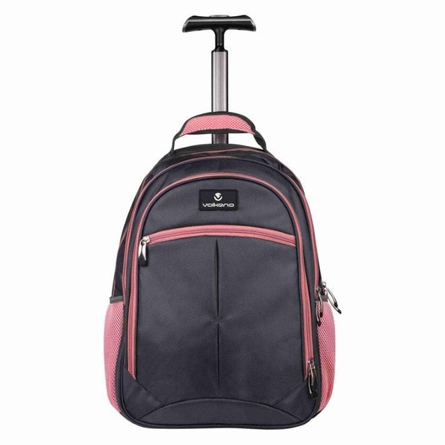 Volkano Orthopaedic Trolley Notebook Backpack Grey Pink VK-7094-DGRPK