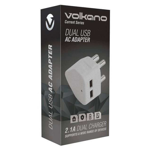 Volkano Current Series Double USB Wall Charger VK-8008-WT(V2)