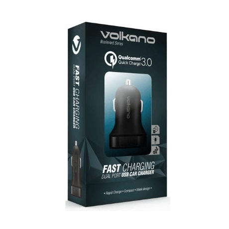 Volkano Boulevard Series 2-port USB Car Charger VK-8013-BK