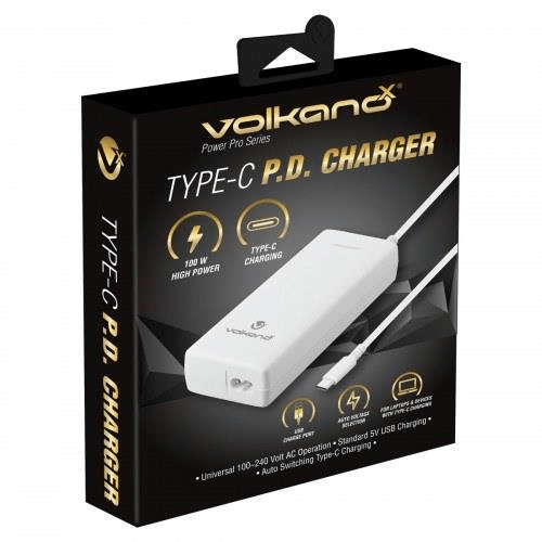 VolkanoX Power Pro 100W Type-C P.D. Charger White VK-8050-WT