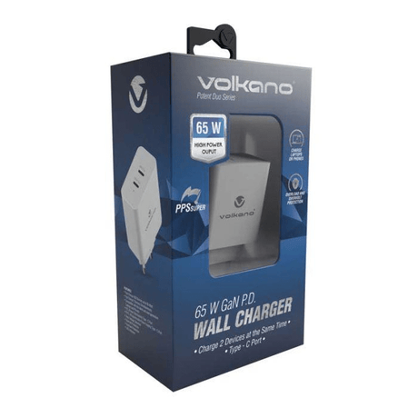 Volkano Potent Duo Series 65W Dual PD Compact Wall Charger VK-8055-WT