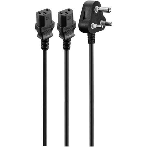 Volkano Presto Series 1.8m 10A Double 3-pin IEC Power Cable VK-8142-BK