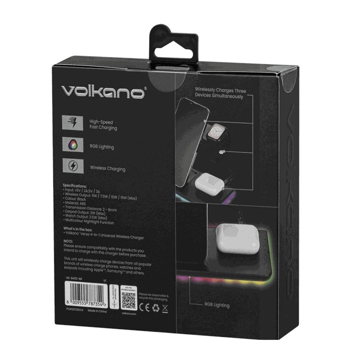 Volkano Versa Series 4-in-1 Wireless Charger VK-8402-BK