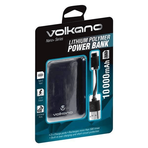 Volkano Nano Series 10000mAh Powerbank Black VK-9010-BK(V2)