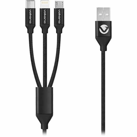 Volkano On-the-Go 3-in-1 Braided Cable VK-PDQ004-BK