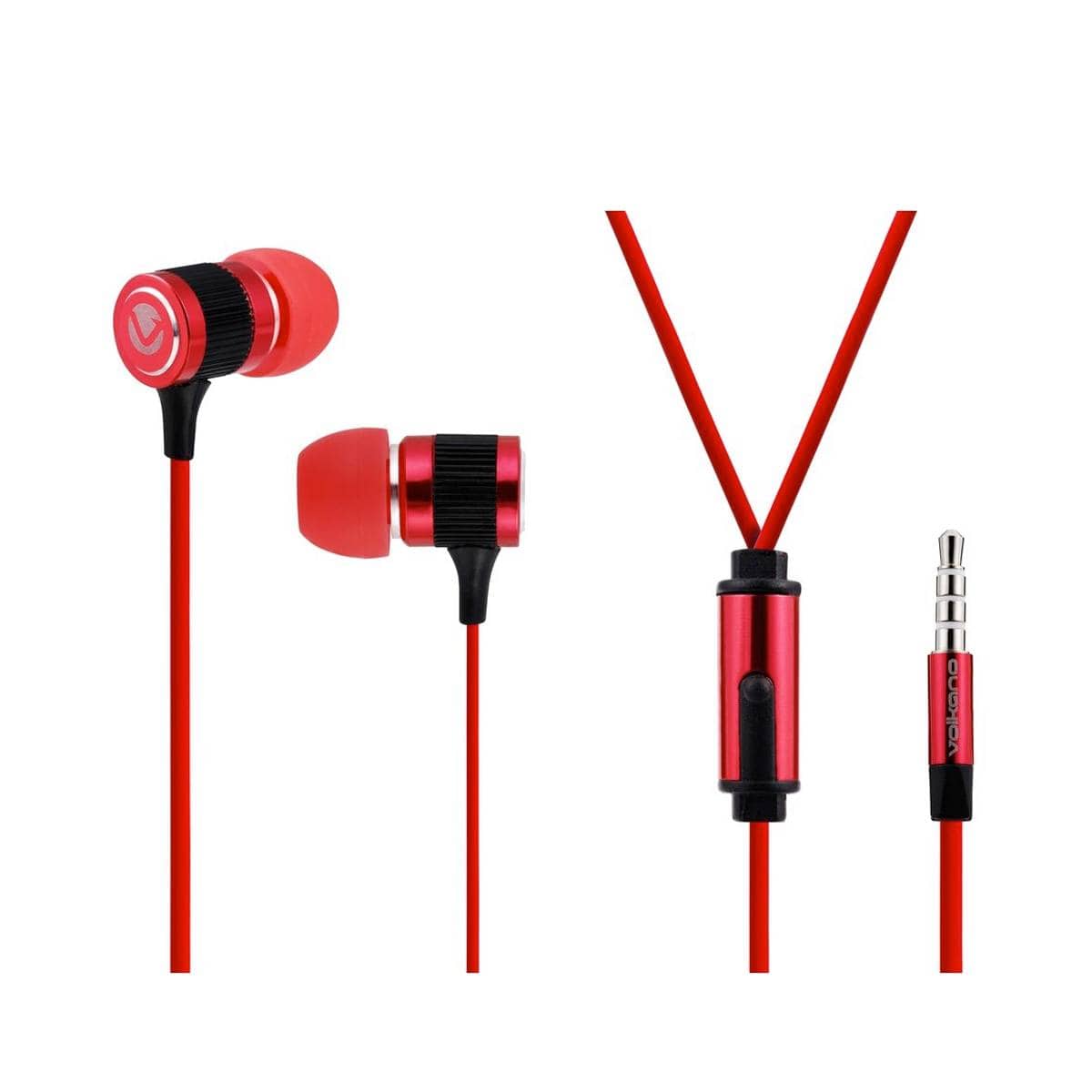 Volkano Metallic Series Earphones with Mic Red VMS201-R