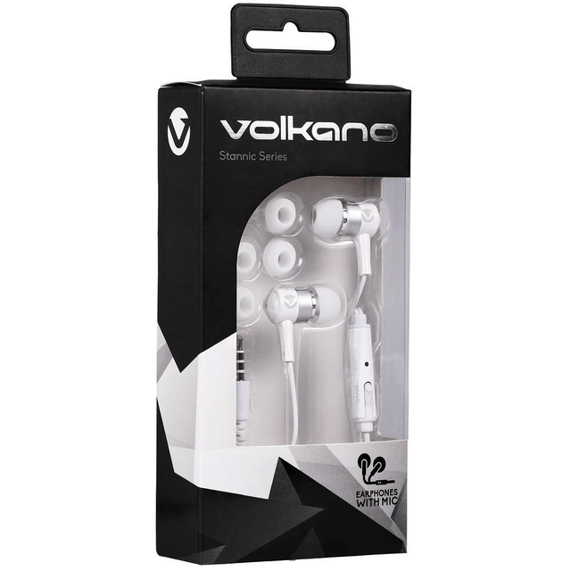 Volkano Stannic Earphones With Mic White VSN202-WHT(V2)