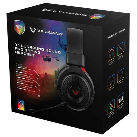 Volkano VX Gaming Aviator Series Pro Gaming Headsets Black Red VX-178-BKRD