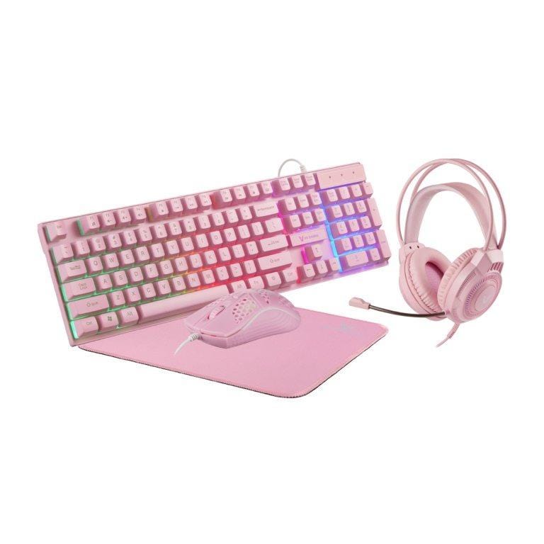 Volkano VX Freya 4-in-1 Rainbow Gaming Combo Pink VX-233-PK