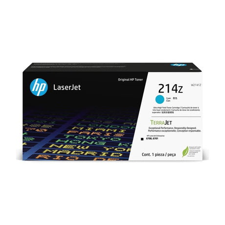 HP 214Z Cyan LaserJet Ultra High Yield Toner Cartridge 26,000 Original W2141Z Single-pack