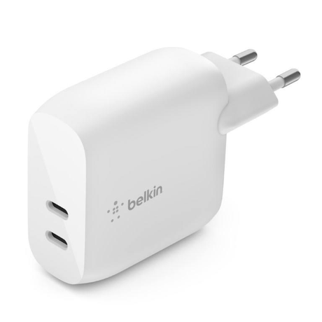 Belkin BoostCharge 40W Dual-port USB Type-C PD Wall Charger White WCB006VFWH