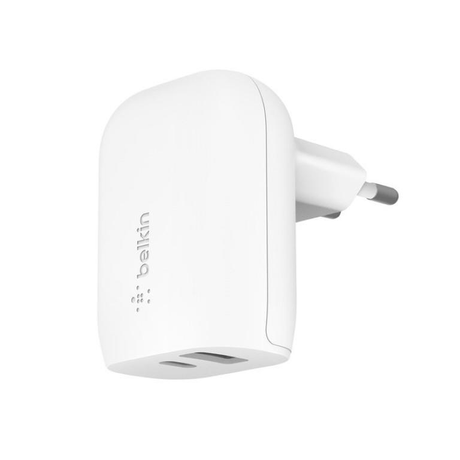 Belkin BoostCharge 37W Dual-port USB Type-A and Type-C with PPS Wall Charger White WCB007VFWH