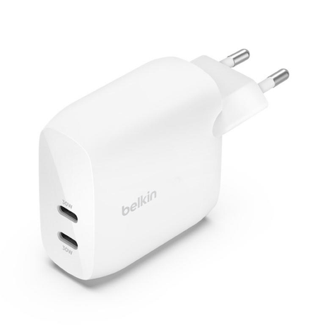 Belkin BoostCharge Pro 60W Dual-port USB Type-C with PPS Wall Charger White WCB010VFWH