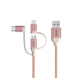 Unitek Y-C4036ARG 3-in-1 to Type-A Multi Charging Cable 1m Rose Gold