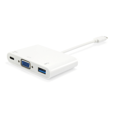 Equip USB Type C to VGA Female/USB A Female/PD Adapter