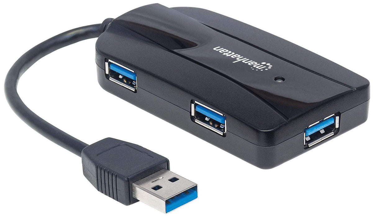 Manhattan Superspeed USB 3.0 Hub and Card Readerwriter Black 163590