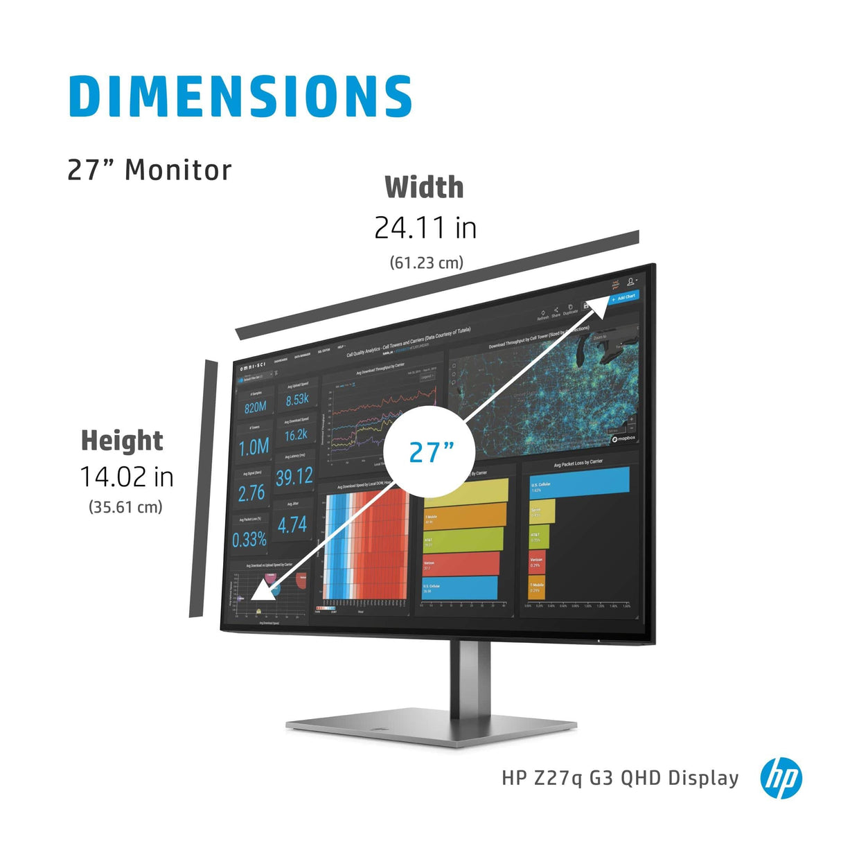 HP Z27q G3 27-inch 2560 x 1440p QHD 16:9 60Hz 5ms LED Monitor 1C4Z7AA