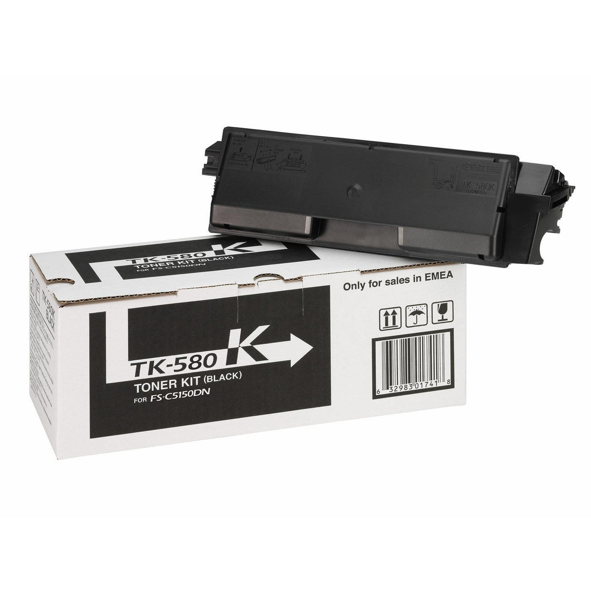 Kyocera TK-580K Black Toner Kit Cartridge 3,500 Pages Original 1T02KT0NL0 Single-pack