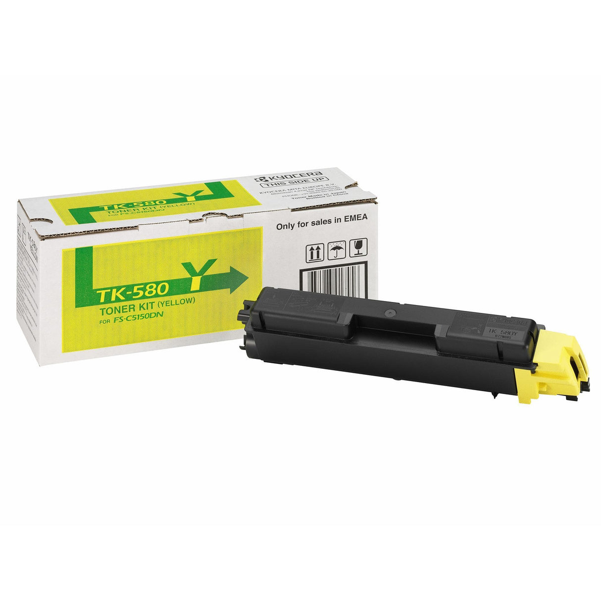 Kyocera TK-580Y Yellow Toner Kit Cartridge 2,800 Pages Original 1T02KTANL0 Single-pack