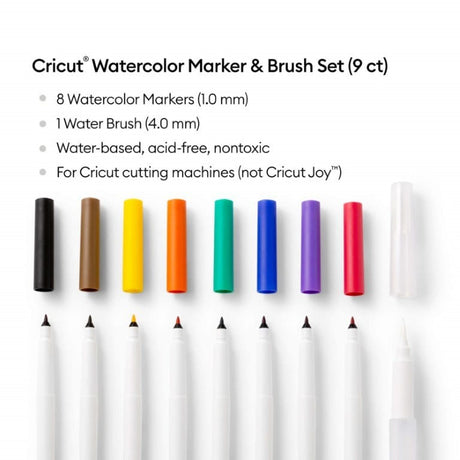 Cricut 9-pack Watercolor Markers and Brush Set 2009979