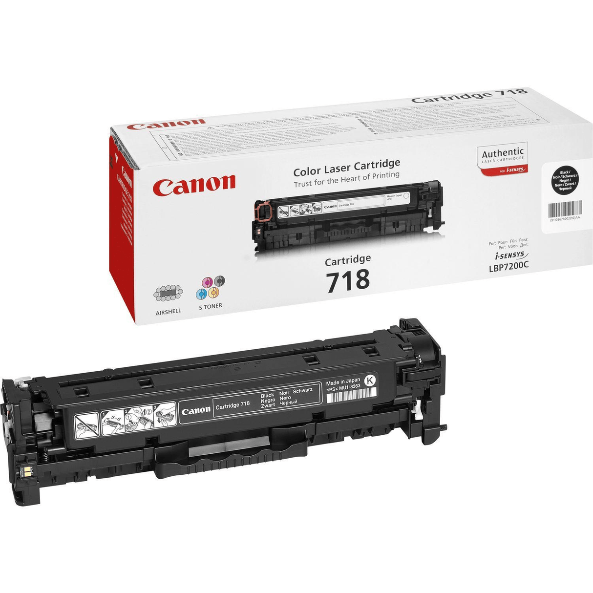 Canon CRG-718 BK Black Toner Cartridge 3,400 Pages Original 2662B002 Single-pack